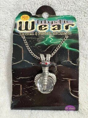 NWT Y2K Dragon Egg Talon Crystal Renn Faire Pendant Necklace